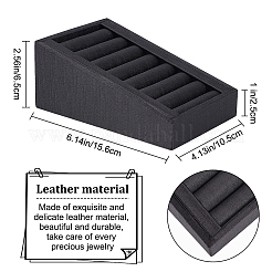 7-слотовый лоток для колец на палец из матовой искусственной кожи с деревянным покрытием&nbsp;RDIS-WH0006-25A