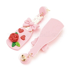 Ваза с цветком серьги-пусеты из полимерной глины&nbsp;LS-EJEW-Q784-02G-02