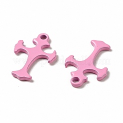 スプレー塗装された201ステンレススチールチャーム  クロスチャーム  パールピンク  14x9.5x1mm  穴：1.2mm&nbsp;STAS-G304-26D