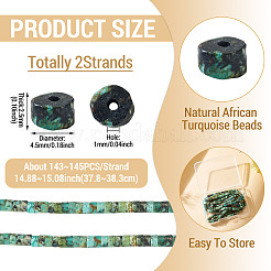 2 hebra de cuentas de turquesa africana natural (jaspe)&nbsp;G-TA0003-41