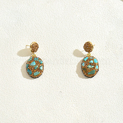 Винтажные серьги-гвоздики из натуральной бирюзы&nbsp;RA9343