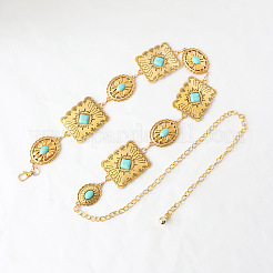 Овальный прямоугольник из сплава с синтетической бирюзой FS-WG6F33A-01