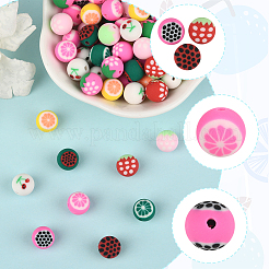 180 шт. 9-х цветные бусины из полимерной глины ручной работы с фруктовой тематикой&nbsp;CLAY-PA0001-15