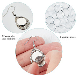 8 пара 4 стилей пустых стеклянных куполообразных сережек с подвесками EJEW-AB00027