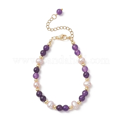 Verstellbare Armbänder aus Naturquarz und Süßwasserperlen&nbsp;BJEW-JB13031-01