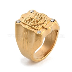 Кольца-печатки из нержавеющей стали 304 со стразами RJEW-Z076-06G-02