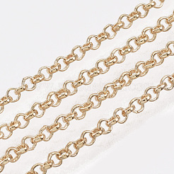 真鍮コーティングされた鉄ローロチェーンをはんだ付け  ベルチャーチェーン  スプールで  ライトゴールド  2x0.5mm&nbsp;X-CH-S125-08A-LG