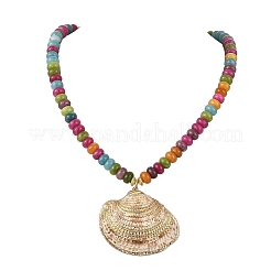 Pendentif en coquillage Saint-Jacques naturel plaqué électrolytique&nbsp;NJEW-JN06445-01
