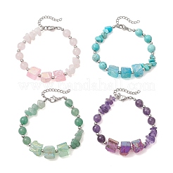 4 bracciale con perline di pietre preziose miste naturali e sintetiche per donna&nbsp;BJEW-TA00713