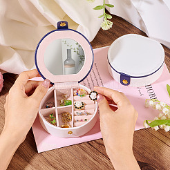 Runde Aufbewahrungsbox für Schmucksets aus PU-Leder und Kunststoff&nbsp;CON-TAC0014-06A