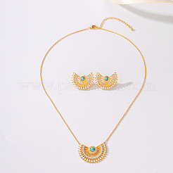 Комплект из латунного ожерелья с подвеской в виде полумесяца и серег-гвоздиков со стразами LX5909