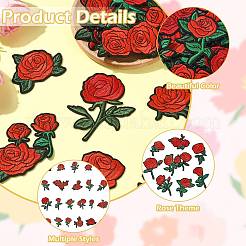 22 pieza de parche para coser o planchar con bordado computarizado de poliéster con flor de rosa&nbsp;PATC-CJZ0001-01