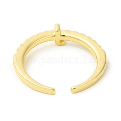 Bague de manchette ouverte avec lettre initiale en zircone cubique transparente&nbsp;RJEW-H120-09G