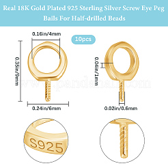 10 шт. 925 серебряных шурупа для крепления колышков STER-BBC0008-67