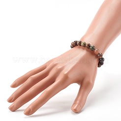 ラウンドナチュラルオーシャンアゲート/オーシャンジャスパービーズストレッチブレスレット  3/8インチ（0.85cm）  内径：2-3/8インチ（6cm）&nbsp;BJEW-JB06385