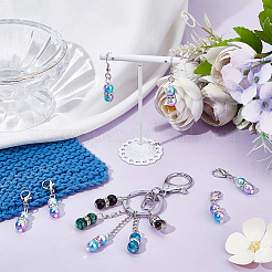 12 шт. круглые радужные маркеры для стежков из АБС-пластика с имитацией жемчуга HJEW-NB00013