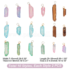 2 комплект подвесок из натурального кварцевого кристалла с гальваническим покрытием 2 цветов&nbsp;G-GA0001-73