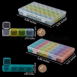 プラスチックビーズ収納ケース  フリップトップビーズ収納  取り外し可能な  28のコンパートメント  長方形  ミックスカラー  2.4~17.5x2.5~10.8x2.3~2.6cm&nbsp;CON-SZ0001-27