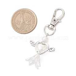 Подвеска в виде цветка-сердца из искусственного акрилового жемчуга с крыльями из сплава HJEW-JM03987