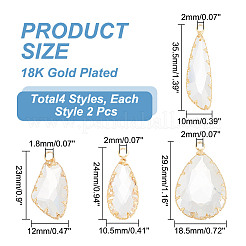 8 шт. 4 стиля подвески из латунного стекла KK-AR0003-56