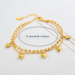 Винтажные пляжные браслеты на ногу с двухслойной цепочкой в форме сердца из латуни для женщин&nbsp;VK8892