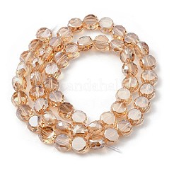 Стеклянные бусины с гальваническим покрытием  EGLA-L045-G-PL01