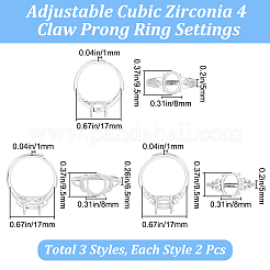 6 шт. 3 регулируемых латунных кольца-солитера KK-BBC0011-80