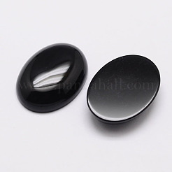 Cabochons ovales en agate noire naturelle teintée et chauffée&nbsp;G-K020-20x15mm-01