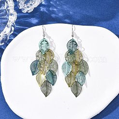 Серьги-подвески в форме листьев из нержавеющей стали 430&nbsp;EJEW-A137-08P-02