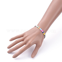 Braccialetti elastici perline di vetro rettangolari&nbsp;BJEW-JB05298-04