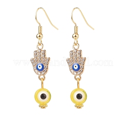 6 paio di 6 orecchini pendenti con strass di cristallo a forma di stella marina e mano di hamsa e occhio di cavallo e albero della vita&nbsp;EJEW-JE05011
