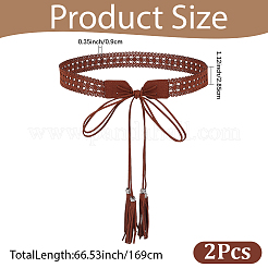 1 ceinture bohème en similicuir avec pompon et chaîne&nbsp;AJEW-CL0006-22