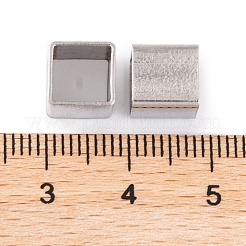 変色しない304ステンレススチールヨーロピアンビーズ  大穴ビーズ  キューブ  ステンレス鋼色  8x8x8mm  穴：6x6mm&nbsp;FIND-Q103-05A-P