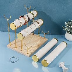 4-ярусный бархатный браслет с Т-образным стержнем для демонстрации ювелирных изделий BDIS-WH0007-03G