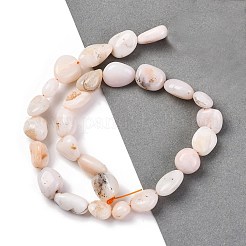 天然石ピンクオパールビーズ連売り  ナゲット  タンブルストーン  10~17x7~13x6.5~10mm  穴：1mm  約32個/連  16.14~16.34インチ（41~41.5cm）&nbsp;G-C171-F01-01