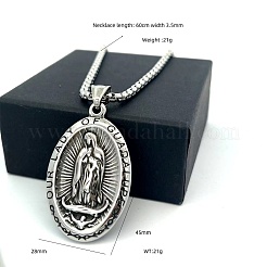 Винтажная овальная цепочка-подвеска из нержавеющей стали 304 с рельефным изображением девственницы для женщин.&nbsp;AV8349