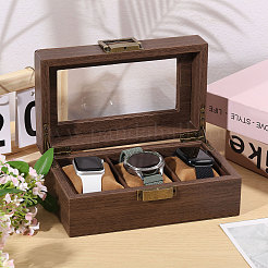 3-Schlitz-Uhrenaufbewahrungsbox aus Holz mit PU-Lederbezug&nbsp;CON-WH0113-10B