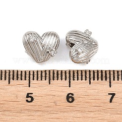 Perles de zircon cubique transparentes en laiton serties de micro-pavés en forme de cœur&nbsp;KK-K340-43P