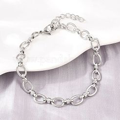 304ステンレススチールアズキチェーンブレスレット＆ネックレスジュエリーセット  カニカン付き  ステンレス鋼色  570mm&nbsp;SJEW-L199-01P