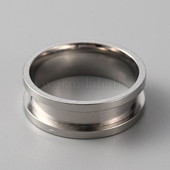 201ステンレススチール製溝付き指輪（女性用）  ステンレス鋼色  usサイズ10 1/2(20.1mm)&nbsp;RJEW-WH0010-04E-P