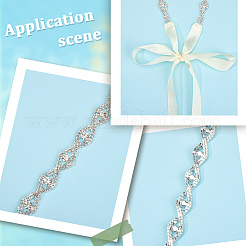 Металлические пояса для талии со стразами в форме конского глаза для свадебного платья&nbsp;AJEW-WH20080-65A-S