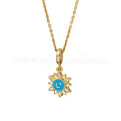 Collana con ciondolo a forma di sole in ottone con micro pavé di zirconi cubici e smalto&nbsp;WG112BD-02