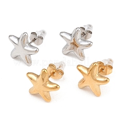 女性用304ステンレススチールスタッドピアス  スター  ステンレス鋼色  13.5x13mm&nbsp;EJEW-A160-01P