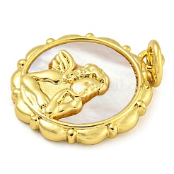 Подвески из настоящей латуни с покрытием из 18-каратного золота с ракушками и соединительными кольцами KK-D534-04G-01