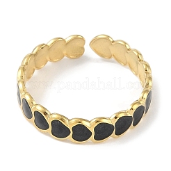 Ionenbeschichtung (IP) 304 Edelstahl Emaille Herz Manschette Fingerringe&nbsp;RJEW-L107-089G-02