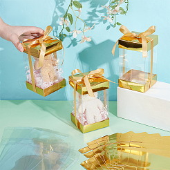 10 шт. прямоугольных прозрачных пластиковых подарочных упаковочных коробок с бумажным верхом и низом&nbsp;CON-WH0099-96B