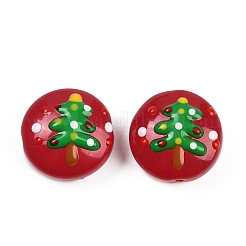 Рождественские эмалевые бусины ручной работы в технике лэмпворк LAMP-C020-03G