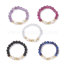 Кольца на пальцы из натуральных смешанных драгоценных камней&nbsp;RJEW-JR00971