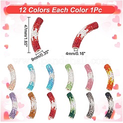 12 шт. 12-х цветные бусины-трубочки из полимерной глины со стразами RB-AR0003-18