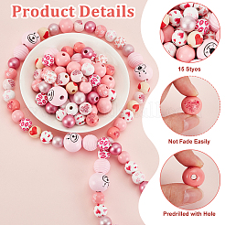 150 шт. 15 яруса окрашенных распылением натуральных деревянных европейских бусин WOOD-PH0003-09